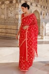 Buy_Geroo Jaipur_Red Pure Kota Silk Embroidered Jaal Work Saree With Unstitched Blouse Fabric _Online_at_Aza_Fashions