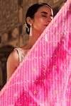 Buy_Geroo Jaipur_Pink Pure Kota Silk Embroidered Leheriya Saree With Unstitched Blouse Fabric _Online_at_Aza_Fashions