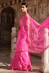 Shop_Geroo Jaipur_Pink Pure Kota Silk Embroidered Leheriya Saree With Unstitched Blouse Fabric _Online_at_Aza_Fashions