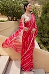 Buy_Geroo Jaipur_Red Pure Kota Silk Tie Dye Leheriya Saree With Unstitched Blouse Fabric _at_Aza_Fashions