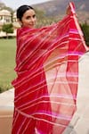 Geroo Jaipur_Red Pure Kota Silk Tie Dye Leheriya Saree With Unstitched Blouse Fabric _Online_at_Aza_Fashions