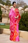 Buy_Geroo Jaipur_Multi Color Pure Kota Silk Tie Dye Leheriya Saree With Unstitched Blouse Fabric _Online_at_Aza_Fashions