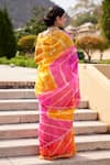 Shop_Geroo Jaipur_Multi Color Pure Kota Silk Tie Dye Leheriya Saree With Unstitched Blouse Fabric_at_Aza_Fashions