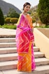 Buy_Geroo Jaipur_Multi Color Pure Kota Silk Tie Dye Leheriya Saree With Unstitched Blouse Fabric_Online_at_Aza_Fashions