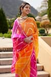 Shop_Geroo Jaipur_Multi Color Pure Kota Silk Tie Dye Leheriya Saree With Unstitched Blouse Fabric_Online_at_Aza_Fashions