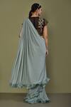 Shop_Khwaab by Sanjana Lakhani_Blue Saree: Lycra Embroidery Ruffle Pre-draped Pleated With Blouse For Women_at_Aza_Fashions