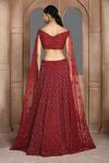 Shop_Kalighata_Maroon Net Embroidered Cutdana And Sequin Ocean Lehenga & Blouse Set For Women_at_Aza_Fashions