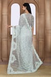 Shop_Kalighata_Green Net Cut Work, Sequins, Zari Sea Noor Embroidered Saree _at_Aza_Fashions
