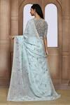Shop_Kalighata_Blue Organza Sequins, Beads Damini Embroidered Saree _at_Aza_Fashions