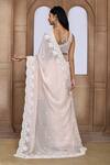 Shop_Kalighata_Peach Organza Sequins, Pearls, Cut Work Floral Embroidered Saree _at_Aza_Fashions