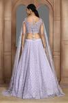Shop_Kalighata_Purple Net Sequins, Cut Work Ocean Dana Embroidered Lehenga And Blouse Set _at_Aza_Fashions