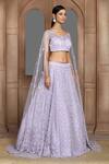 Buy_Kalighata_Purple Net Sequins, Cut Work Ocean Dana Embroidered Lehenga And Blouse Set _Online_at_Aza_Fashions