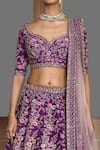 Buy_Kalighata_Purple Silk Sequins, Zari Paheli Thread Embroidered Bridal Lehenga Set _Online_at_Aza_Fashions