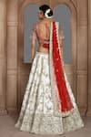 Shop_Kalighata_Ivory Silk Sequins, Zari, Cut Gardenia Floral Embroidered Bridal Lehenga Set _at_Aza_Fashions