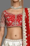 Buy_Kalighata_Ivory Silk Sequins, Zari, Cut Gardenia Floral Embroidered Bridal Lehenga Set _Online_at_Aza_Fashions