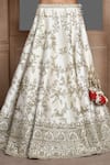 Shop_Kalighata_Ivory Silk Sequins, Zari, Cut Gardenia Floral Embroidered Bridal Lehenga Set _Online_at_Aza_Fashions