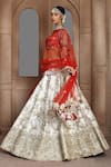 Kalighata_Ivory Silk Sequins, Zari, Cut Gardenia Floral Embroidered Bridal Lehenga Set _at_Aza_Fashions