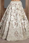 Shop_Kalighata_Ivory Silk, Chiffon Embroidery, Zari, Sequins Jasmine Flower Bridal Lehenga Set _Online_at_Aza_Fashions