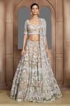 Buy_Kalighata_Gold Organza Taj Mahal Pattern Bridal Lehenga Set _Online_at_Aza_Fashions