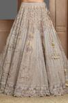 Kalighata_Gold Organza Sequins, Zari Asymmetric Zardozi Embroidered Bridal Lehenga Set _Online_at_Aza_Fashions