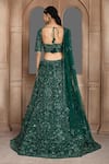 Shop_Kalighata_Green Net Zari, Sequins Sweetheart Kahkashah Embroidered Bridal Lehenga Set _at_Aza_Fashions