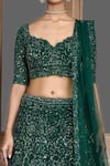 Buy_Kalighata_Green Net Zari, Sequins Sweetheart Kahkashah Embroidered Bridal Lehenga Set _Online_at_Aza_Fashions