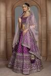 Buy_Kalighata_Purple Silk, Net Sequins, Zari Swastik Thread Embroidered Bridal Lehenga Set _at_Aza_Fashions