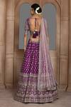 Shop_Kalighata_Purple Silk, Net Sequins, Zari Swastik Thread Embroidered Bridal Lehenga Set _at_Aza_Fashions