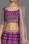 Buy_Kalighata_Purple Silk, Net Sequins, Zari Swastik Thread Embroidered Bridal Lehenga Set _Online_at_Aza_Fashions