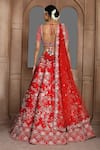 Shop_Kalighata_Red Raw Silk Embroidery Zari Thread Tania Panelled Bridal Lehenga Set  _at_Aza_Fashions