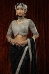 Shikhar Sharma_Black Saree Georgette Embroidery Badla V Neck Kajal With Blouse _at_Aza_Fashions