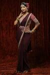 Buy_SHIKHAR SHARMA_Purple Saree Pure Crepe Embroidery Gota V Border With Silk Chanderi Blouse _at_Aza_Fashions