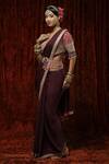 Buy_SHIKHAR SHARMA_Purple Saree Pure Crepe Embroidery Gota V Border With Silk Chanderi Blouse _Online_at_Aza_Fashions