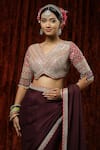 SHIKHAR SHARMA_Purple Saree Pure Crepe Embroidery Gota V Border With Silk Chanderi Blouse _at_Aza_Fashions