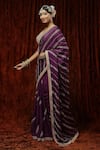 Buy_SHIKHAR SHARMA_Purple Saree Pure Crepe Embroidery Leheriya Pattern With Silk Chanderi Blouse _Online_at_Aza_Fashions