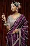 Shop_SHIKHAR SHARMA_Purple Saree Pure Crepe Embroidery Leheriya Pattern With Silk Chanderi Blouse _Online_at_Aza_Fashions