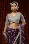 SHIKHAR SHARMA_Purple Saree Pure Crepe Embroidery Leheriya Pattern With Silk Chanderi Blouse _at_Aza_Fashions