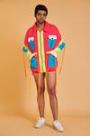 Buy_Siddartha Tytler_Multi Color Polyester Colorblock Parka And Shorts Set_at_Aza_Fashions