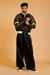 Buy_Siddartha Tytler_Black Poly Leather Plain Liquid Combat Pant  _at_Aza_Fashions