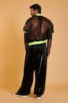 Shop_Siddartha Tytler_Black Poly Leather Plain Liquid Combat Pant  _at_Aza_Fashions