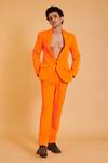 Buy_Siddartha Tytler_Orange Lycra Solid Suit And Pant Set_at_Aza_Fashions