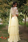 Shop_House of Tushaom_Yellow Georgette Embroidery Sequin Round Tiered Lehenga Blouse Set _Online_at_Aza_Fashions