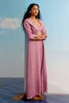 Buy_Harshita Jain_Purple Satin, Organza, Cotton, Silk Sequins, Embroidery Collared Jacket Pant Set _at_Aza_Fashions