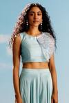 Shop_Harshita Jain_Blue Embroidered Crop Top And Flared Pant Set _at_Aza_Fashions
