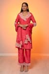 Buy_Harshita Jain_Pink Cotton Silk Embroidered Resham Exaggerated Collar Kurta Set With Dupatta _at_Aza_Fashions