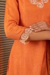 Harshita Jain_Orange Silk Organza Embroidered Resham V Neck Anarkali Pant Set  _Online_at_Aza_Fashions