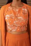 Buy_Harshita Jain_Orange Silk, Chiffon Sequins, Cut Work Embroidered Asymmetric Cape Pant Set _Online_at_Aza_Fashions