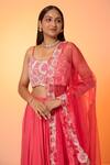 Harshita Jain_Pink Satin, Chiffon, Organza Sequins, Cut Embroidered Blouse Slit Lehenga Set _Online_at_Aza_Fashions