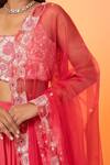 Buy_Harshita Jain_Pink Satin, Chiffon, Organza Sequins, Cut Embroidered Blouse Slit Lehenga Set _Online_at_Aza_Fashions