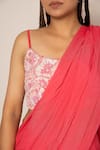 Harshita Jain_Pink Lehenga  Chiffon Embroidered Pre-draped Saree With Blouse _Online_at_Aza_Fashions